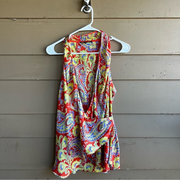Lauren Ralph Lauren Boho Colorful Silk Tank Top - Size 16 - Picture 1 of 5